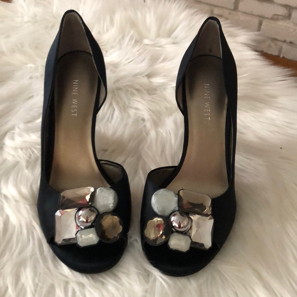 Nine West jeweled peep toe heels